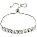 Rhodium Plated Silver Toned White American Diamond Studded Bracelet