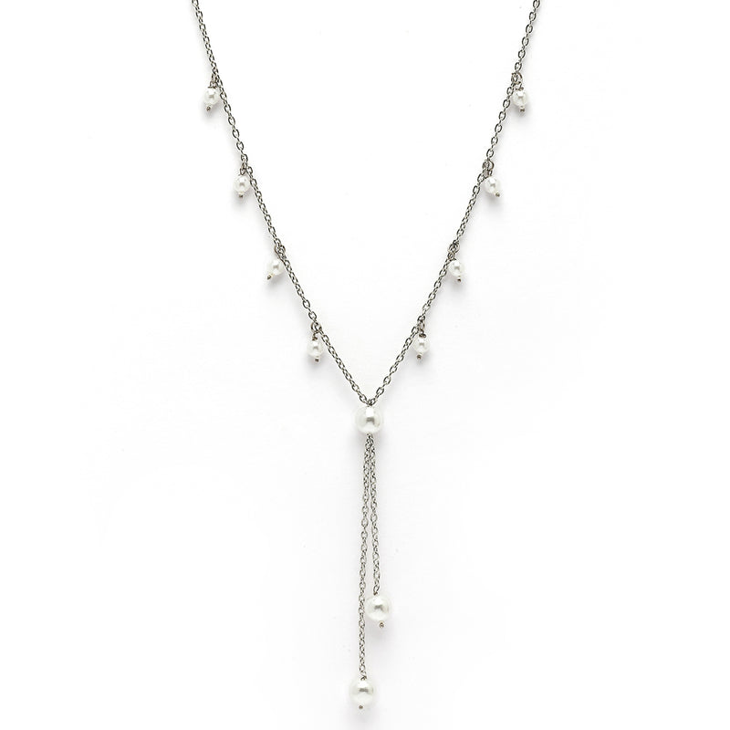 Oxidized  Small Leaf Design Pearl Necklace Set