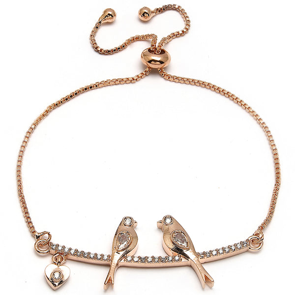 Rose Gold Plated White American Diamond Studded Wraparound Bracelet