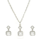 Rhodium Plated with White Rectangular American Diamond Studded Pendent Set