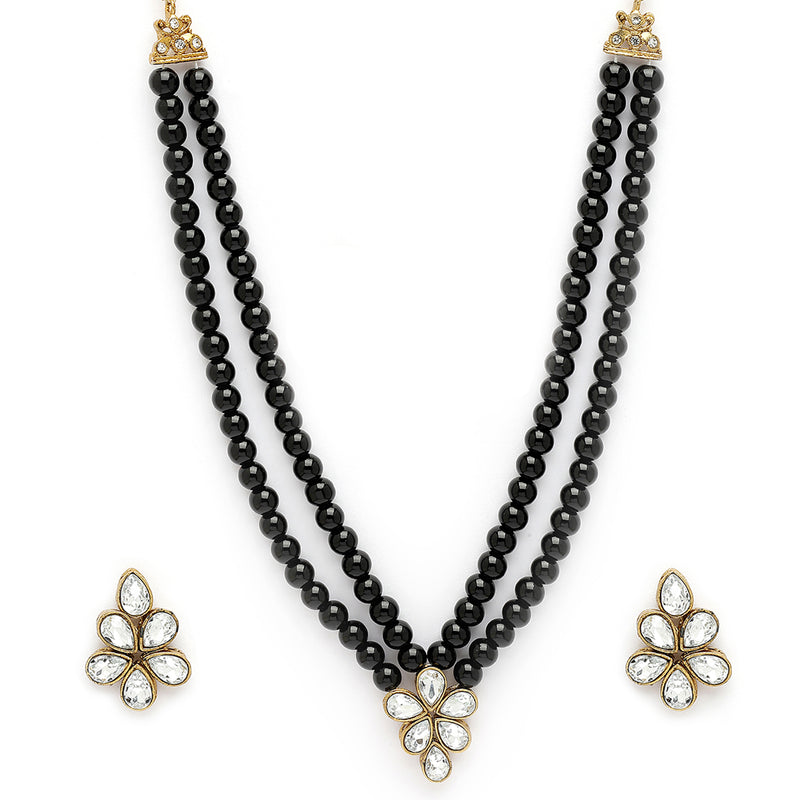 Black Pearl & Kundan Studded Jewellery Set