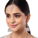 Rhodium-Plated with Silver-Tone & Pink American Diamond-Studded Jewellery Set Combo
