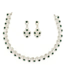 Rhodium Plated Silver Toned Teardrop Shaped Cubic Zirconia Studded Jewellery Set