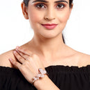 Rose Gold Plated White American Diamond Studded Butterfly Kada Bracelet