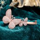 Rose Gold Plated White American Diamond Studded Butterfly Kada Bracelet