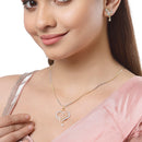 Gold-Plated Dual Heart Shaped White Cubic Zirconia Stone Studded Pendant Set