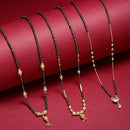Set Of 3 Gold-Plated Black Beads Beaded and AD-Studded Mangalsutra For Women (Combo 11)