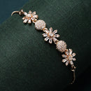 Rose Gold-Plated Flower & Round Shaped White American Diamond studded Bracelet