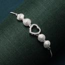 Rhodium-Plated Silver Toned  Heart Shaped White American Diamond studded Bracelet