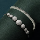 Rhodium Plated Silver Toned American Diamond Studded Bracelet combo Set of 2
