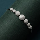 Rhodium-Plated Silver Toned  Round Shaped White American Diamond studded Bracelet