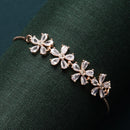 Rose Gold Plated White Floral Shaped American Diamond Studded  Bracelet