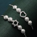 Rhodium Plated Heart & Star Shape AD Contemporary Bracelet Combo Set