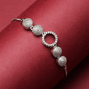 Rhodium-Plated Silver Toned Round Shaped White American Diamond studded  Bracelet