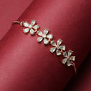 Rose Gold-Plated Floral Shaped Sea Green American Diamond Studded Bracelet