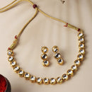 Gold-Plated White Kundan Studded Necklace with Earrings Jewellery Set