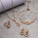 Rose Gold-Plated White American Diamond studded Star Shaped Jewellery Set