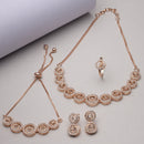 Rose Gold-Plated White American Diamond studded Circular Shaped Jewellery Set