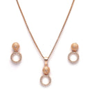 Rose Gold-Plated White American Diamond studded Oval Shaped Jewellery Set