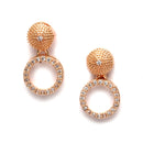 Rose Gold-Plated White American Diamond studded Oval Shaped Jewellery Set