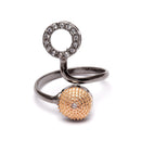 Rose Gold-Plated Gunmetal Toned White American Diamond studded Oval Shaped Jewellery Set
