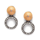 Rose Gold-Plated Gunmetal Toned White American Diamond studded Oval Shaped Jewellery Set