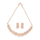 Rose Gold-Plated White American Diamond studded Circular Shaped Jewellery Set