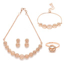 Rose Gold-Plated White American Diamond studded Circular Shaped Jewellery Set