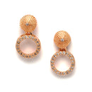 Rose Gold-Plated White American Diamond studded Geometric Shaped Jewellery Set