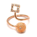 Rose Gold-Plated White American Diamond studded Square Shaped Jewellery Set