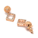 Rose Gold-Plated White American Diamond studded Square Shaped Jewellery Set