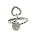 Rhodium-Plated Silver Toned White American Diamond studded Heart Shaped Jewellery Set