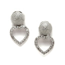 Rhodium-Plated Silver Toned White American Diamond studded Heart Shaped Jewellery Set