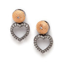 Rose Gold-Plated Gunmetal Toned White American Diamond studded Heart Shaped Jewellery Set