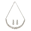 Rhodium-Plated Silver Toned White American Diamond studded Round Shaped Jewellery Set