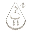 Rhodium-Plated Silver Toned White American Diamond studded Round Shaped Jewellery Set