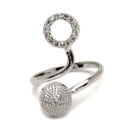 Rhodium-Plated Silver Toned White American Diamond studded Oval Shaped Jewellery Set