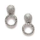 Rhodium-Plated Silver Toned White American Diamond studded Oval Shaped Jewellery Set