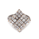 Rose Gold-Plated Gunmetal Toned American Diamond studded Rectangle Shaped Jewellery Set