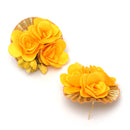 Gold-Plated Pearl Yellow Gota Patti Flower Maang Tikka Set