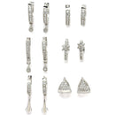 Rhodium-Plated Silver Toned White American Diamond studded Teardrop Shaped Hoop Earrings (Combo Of 6)