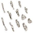 Rhodium-Plated Silver Toned White American Diamond studded Teardrop Shaped Hoop Earrings (Combo Of 6)