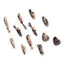 Rose Gold-Plated Gunmetal Toned White American Diamond studded Teardrop Shaped Hoop Earrings (Combo Of 6)