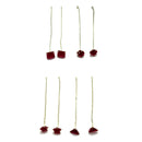 Rhodium-Plated Silver Toned Red American Diamond studded Needle Drop Earrings (Combo Of 4)