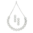 Rhodium-Plated with Silver-Toned Circular Shape White American Diamond Studded Jewellery Set