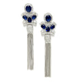 Rhodium Plated Chain Fringe American Diamond Contemporary Long Drop Earrings