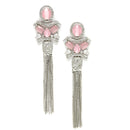 Rhodium-Plated With Silver-Toned American Diamond Studded Drop Earrings
