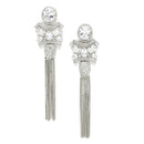 Rhodium-Plated With Silver-Toned American Diamond Studded Drop Earrings