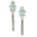 Rhodium-Plated With Silver-Toned American Diamond Studded Drop Earrings