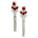 Rhodium-Plated With Silver-Toned American Diamond Studded Drop Earrings